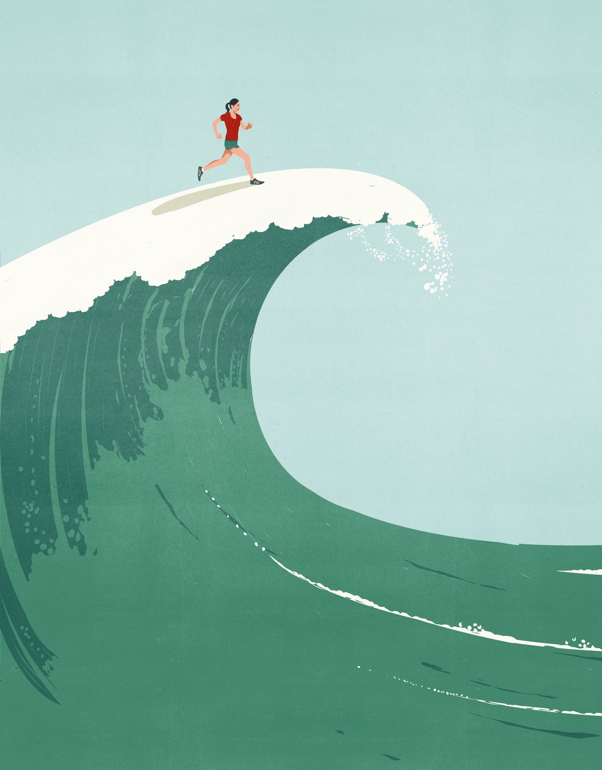 Runner on a Giant Wave
