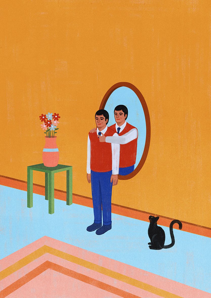 Man Posing in a Mirror
