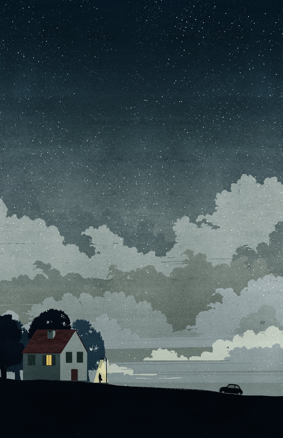 Seaside Houses at Night