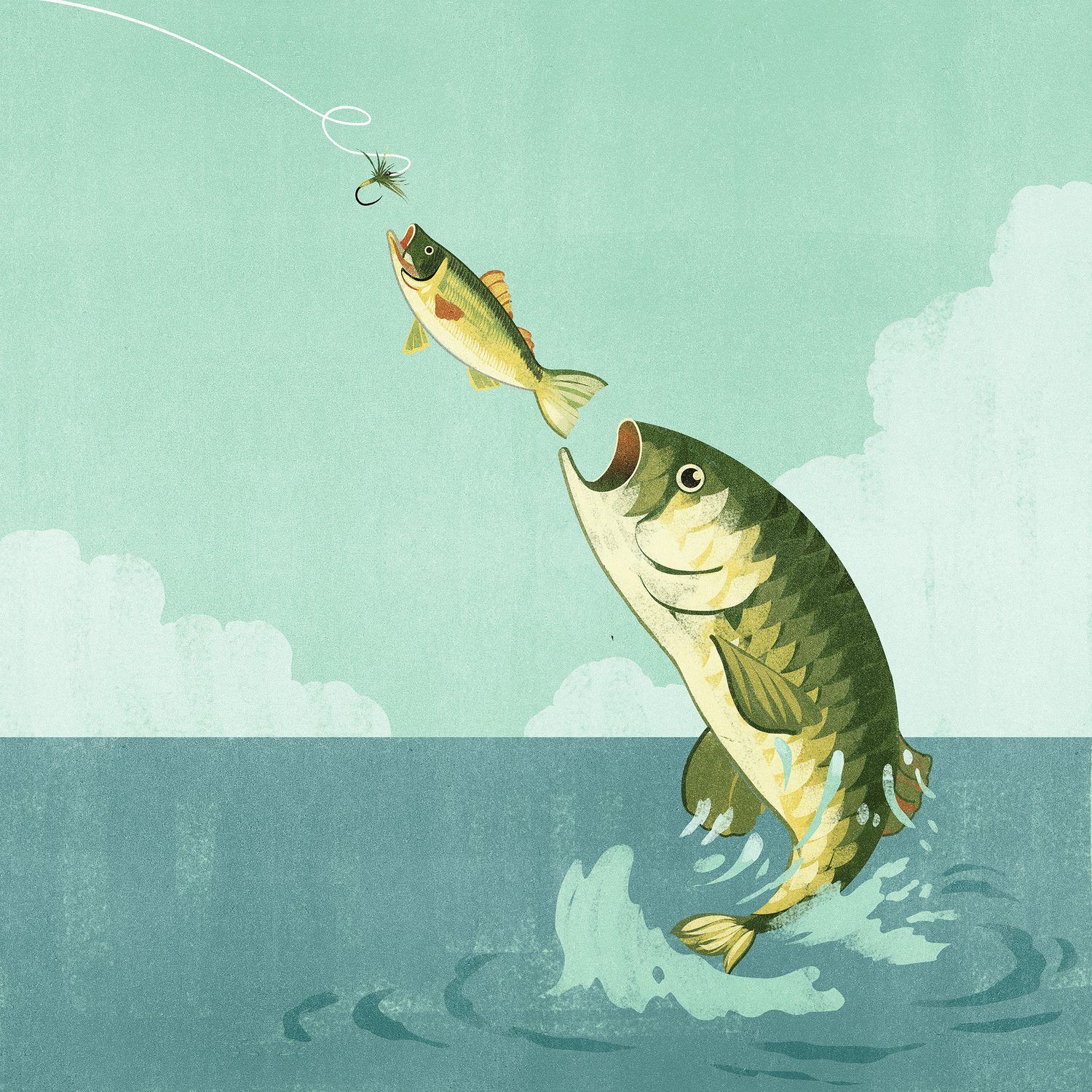 Leaping Fish and Lure