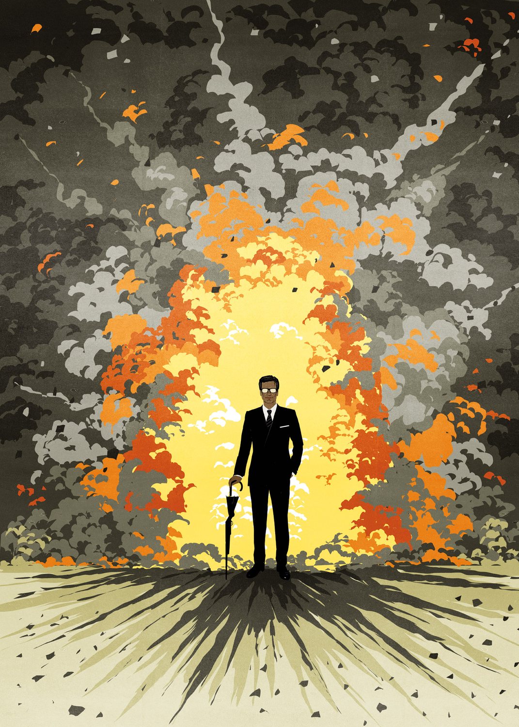 Man with an Umbrella before an Explosion