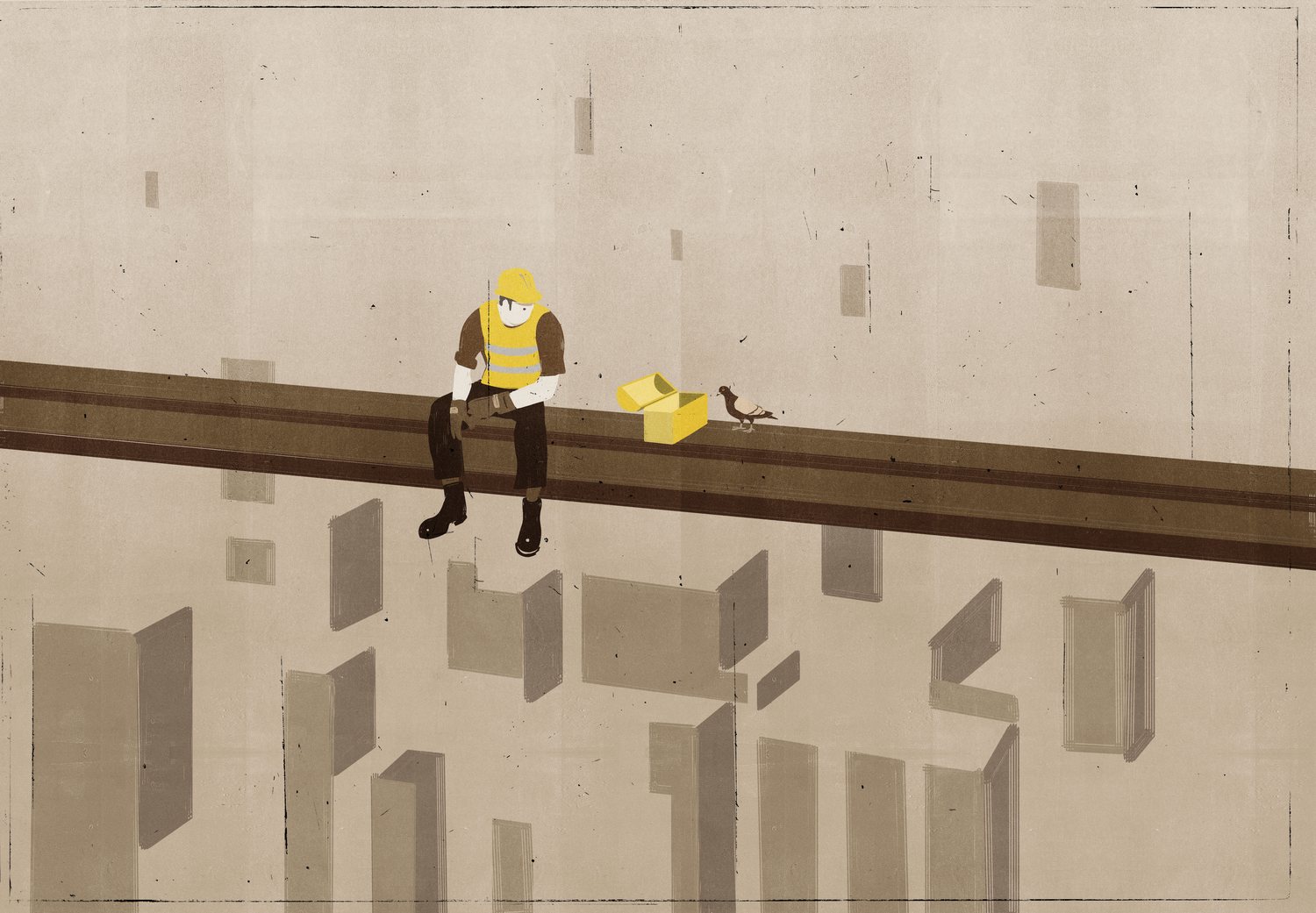 Worker on the Steel Beam