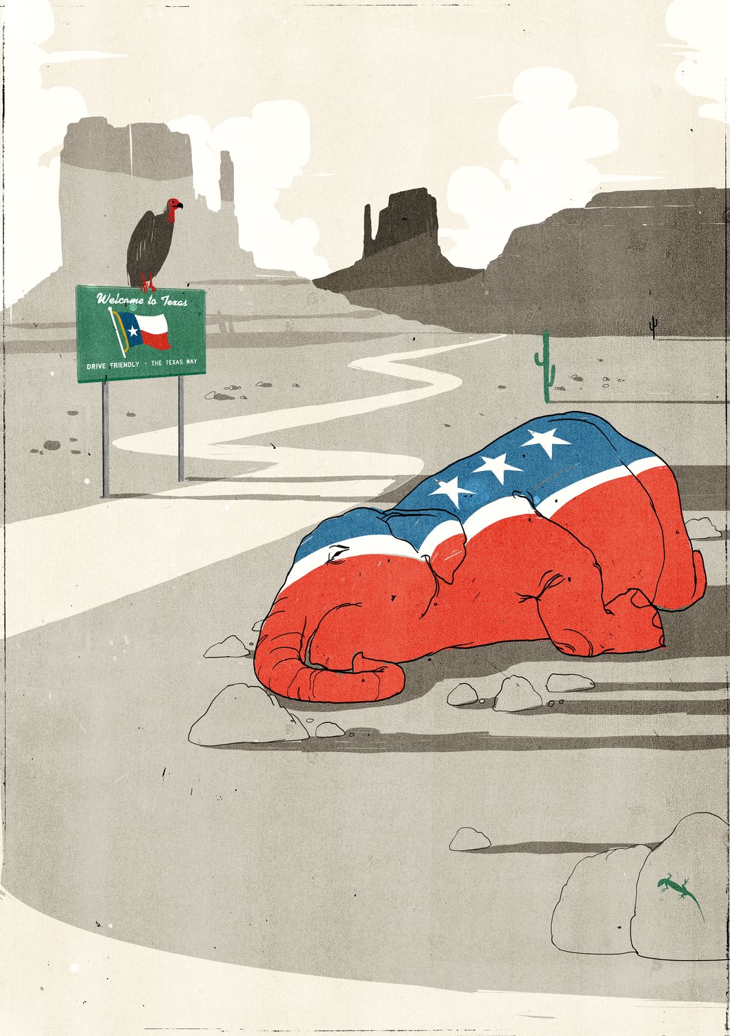 Fallen Elephant in the Desert