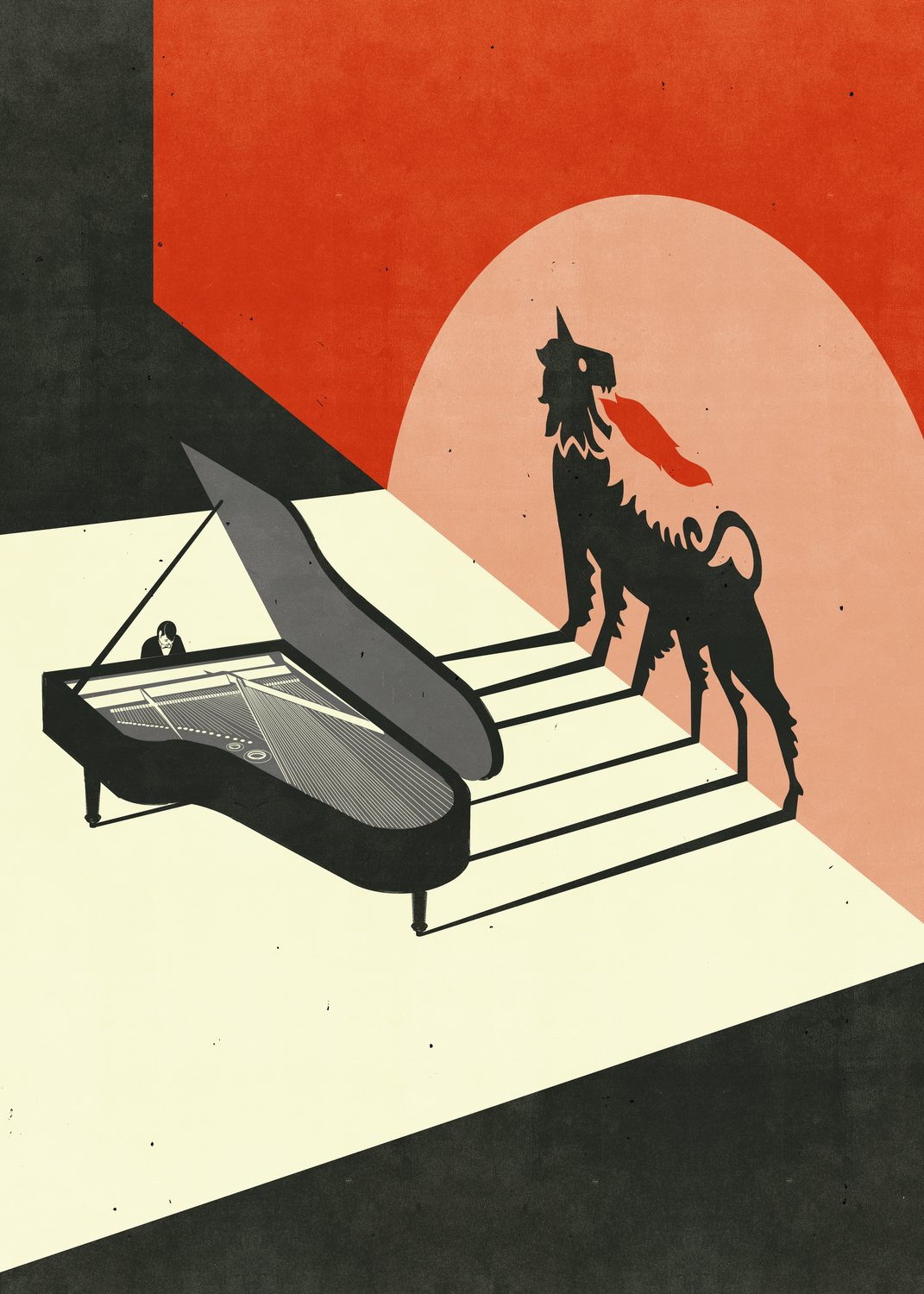Dog Shadow at the Piano