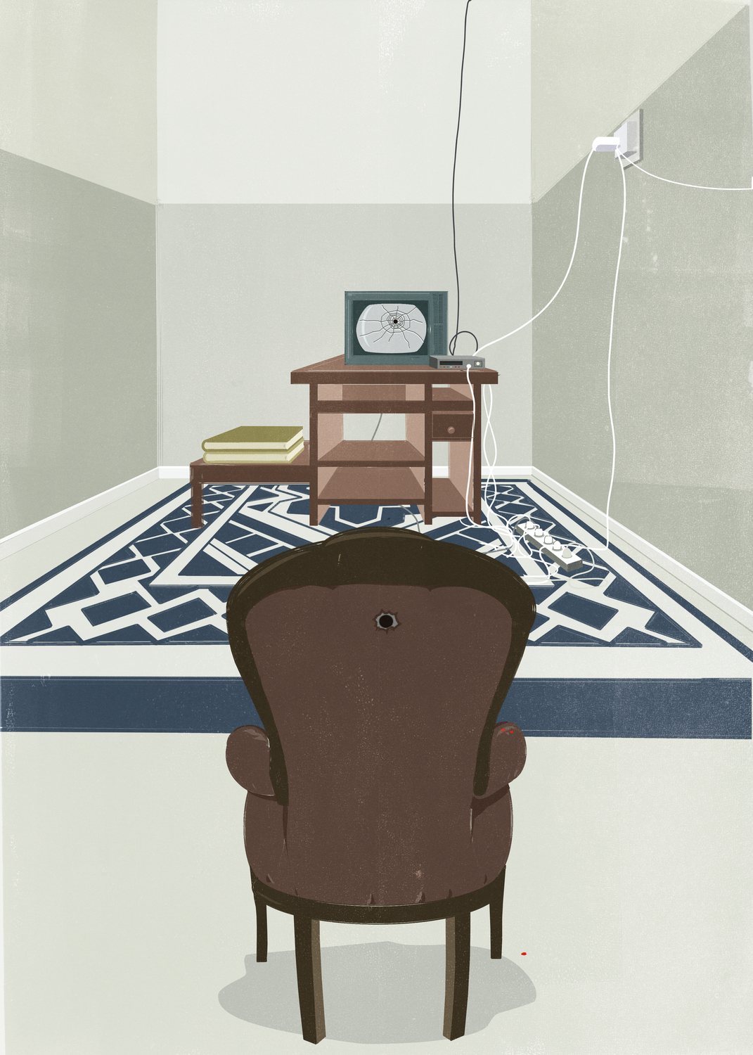 TV Room with a Maze Rug