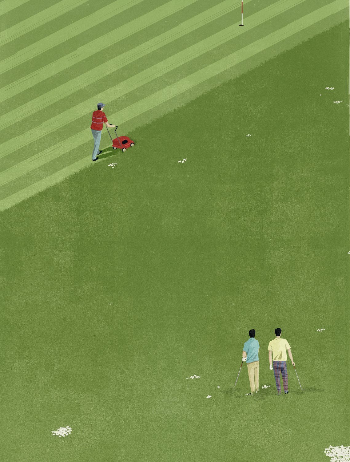 Golfers on the Green Slope