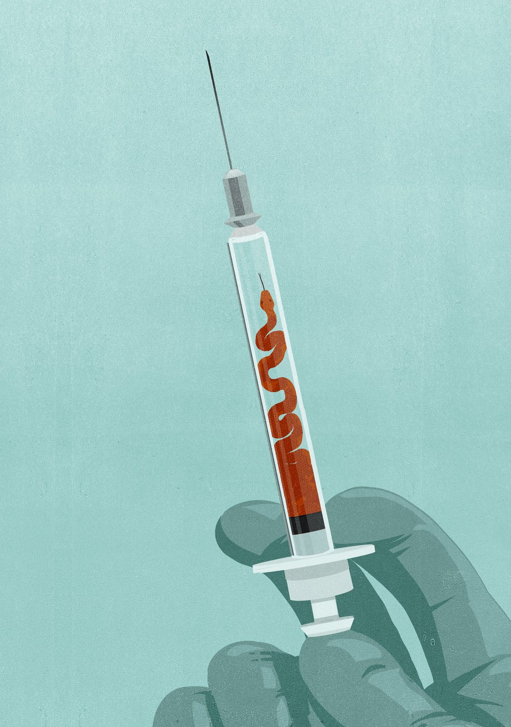 Syringe with a Red Ribbon