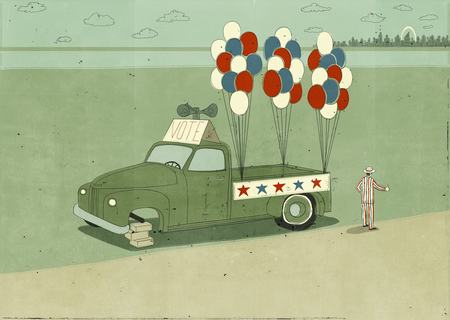 Campaign Truck with Balloons