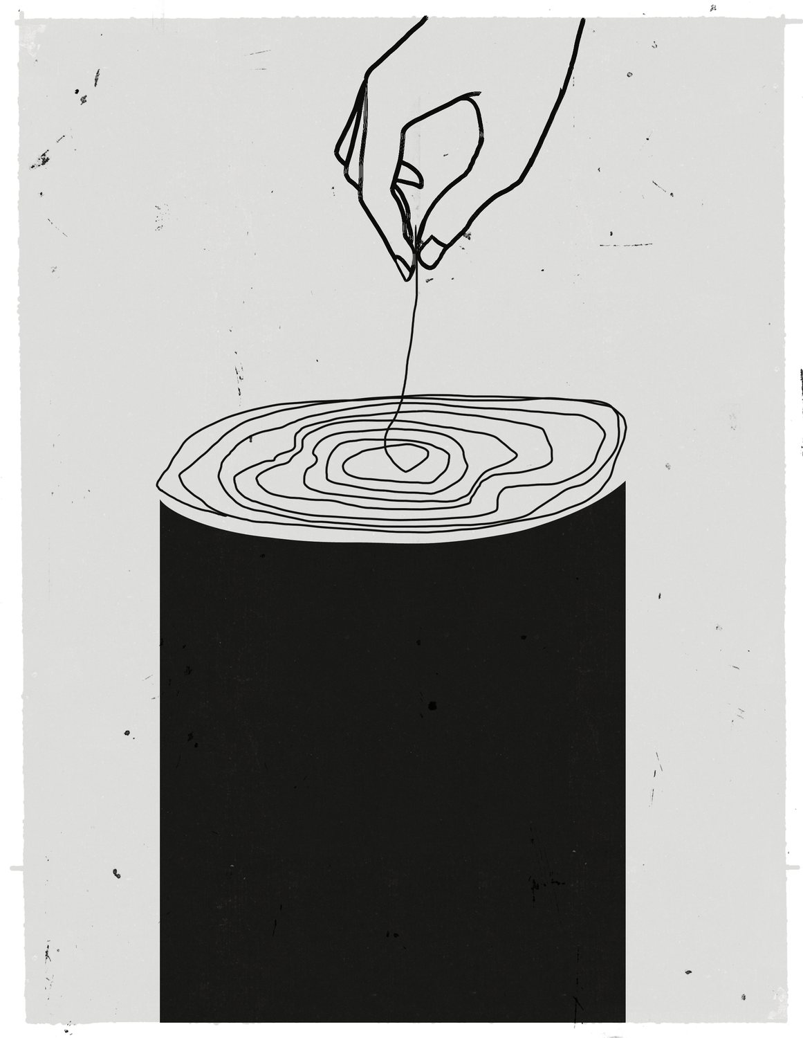 Hand Pulling a Thread from a Stump