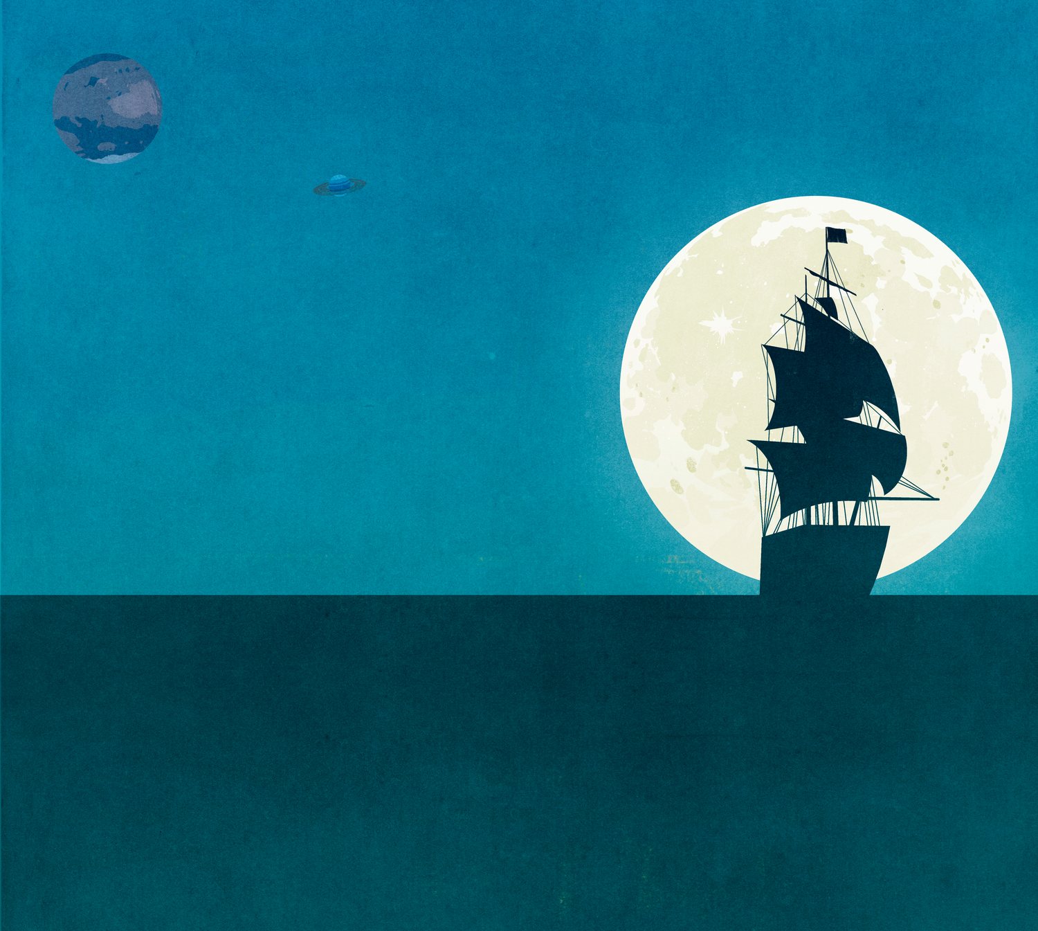 Pirate Ship against the Moon