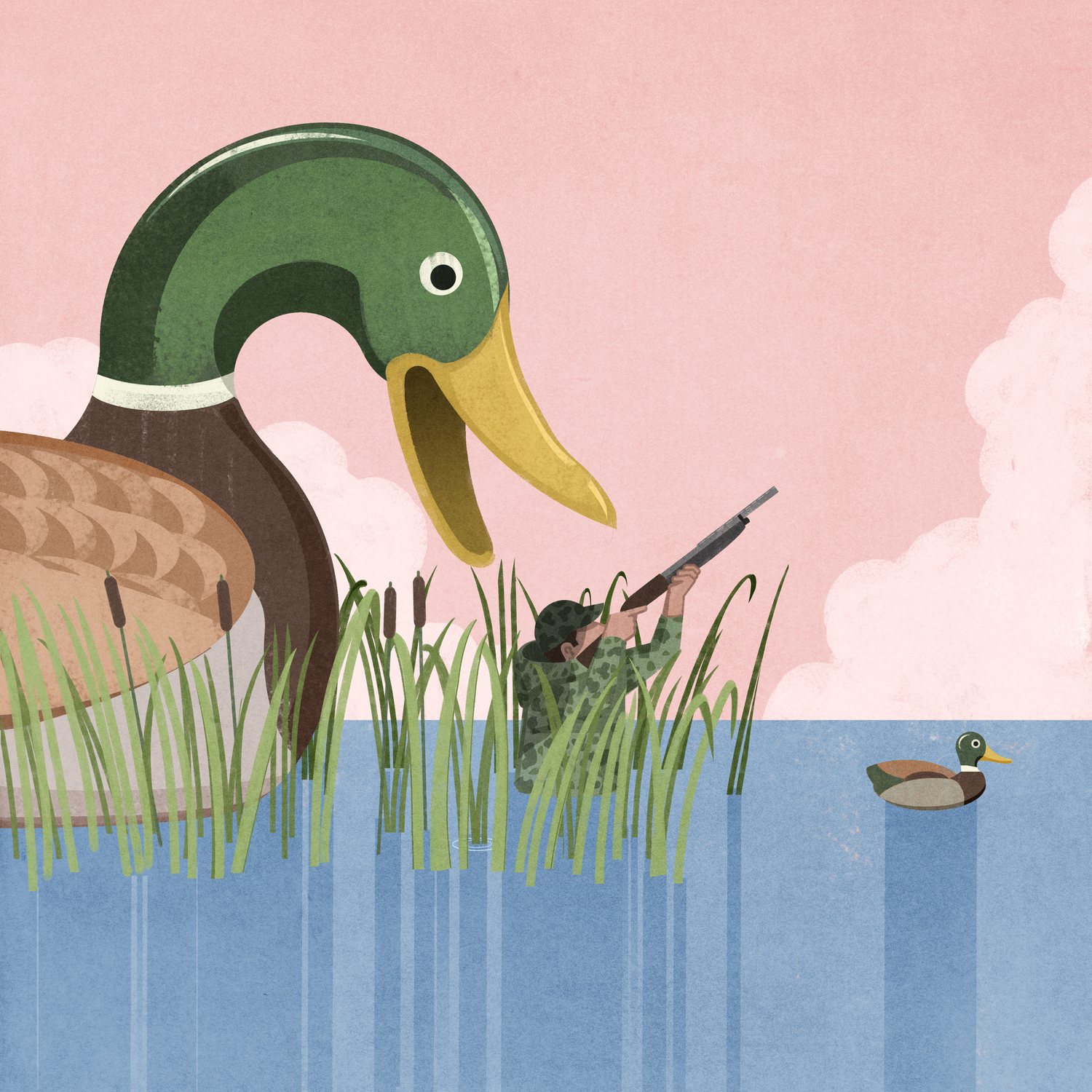 Hunter under the Giant Duck