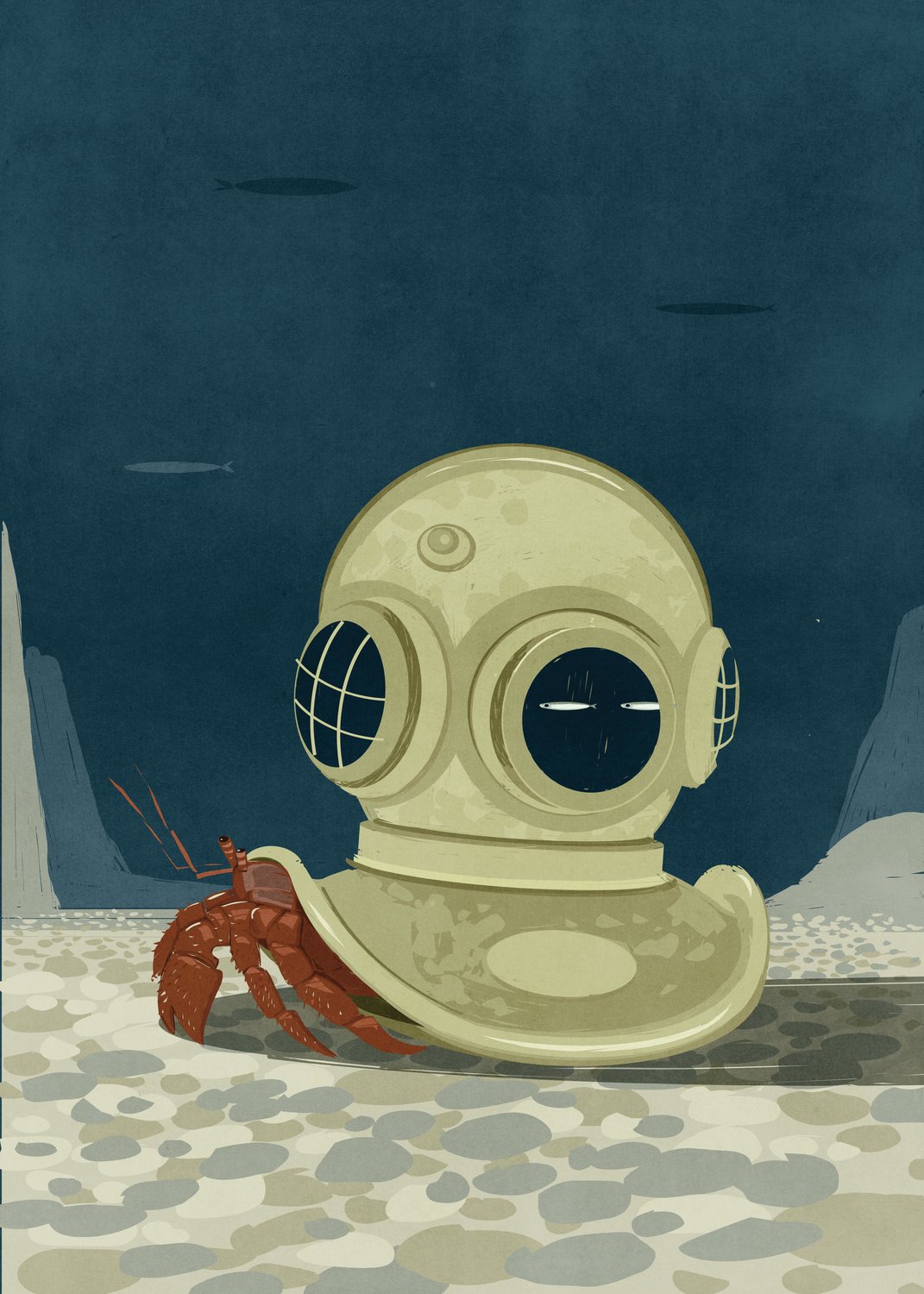 Hermit Crab in a Diving Helmet