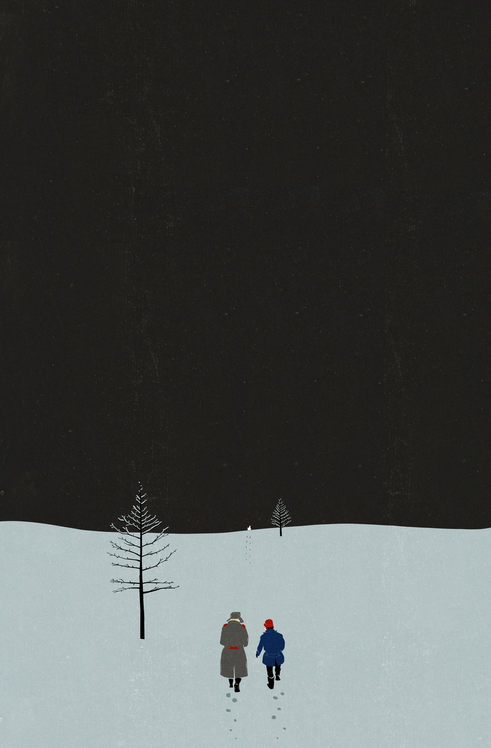 Couple Walking in the Snow at Night