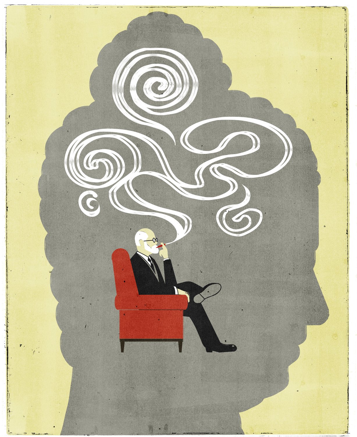 Man in an Armchair inside a Smoky Head