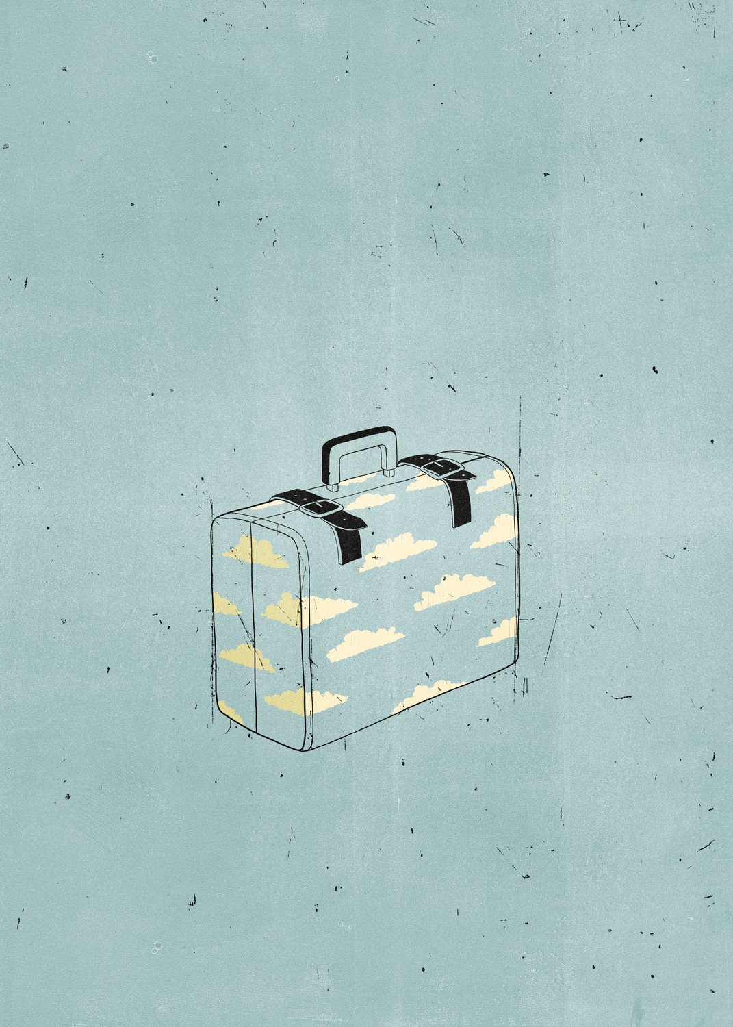 Cloud Suitcase on Blue
