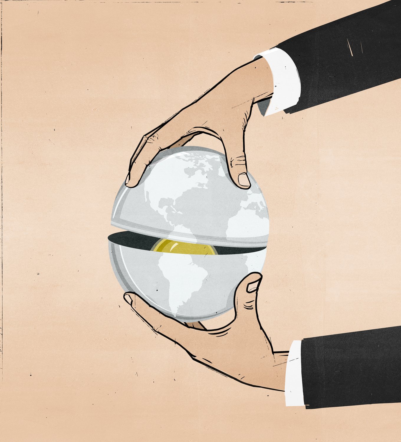 Hands Opening the Globe Capsule