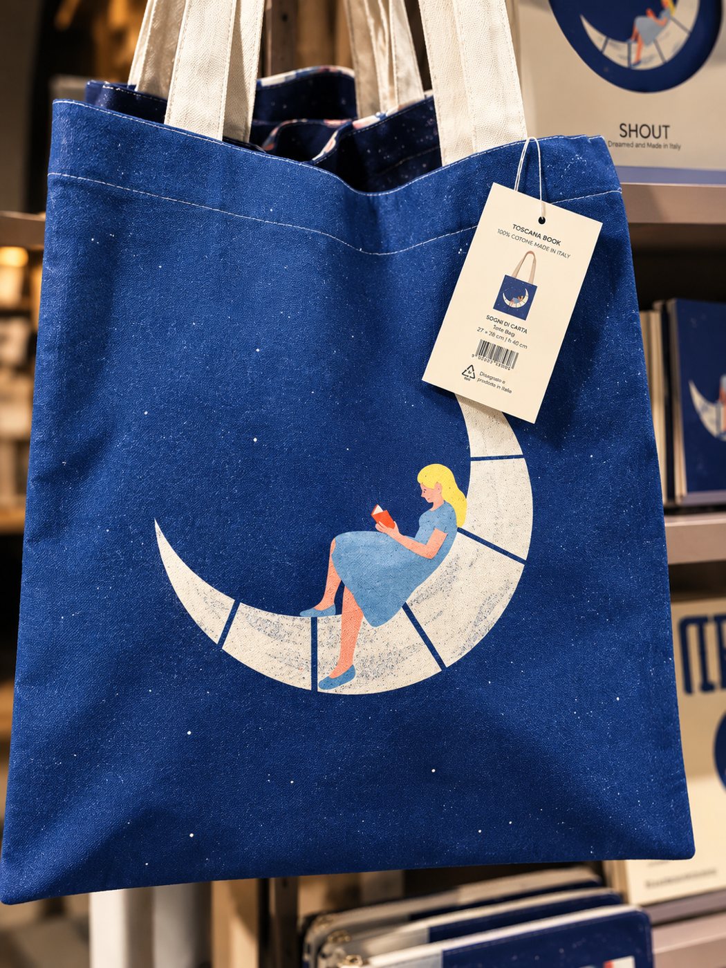 Reading on the Moon, Tote bag