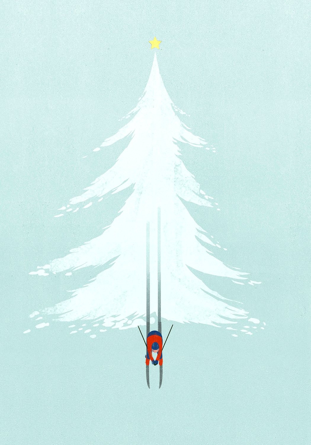 Skier on a Snowy Fir
