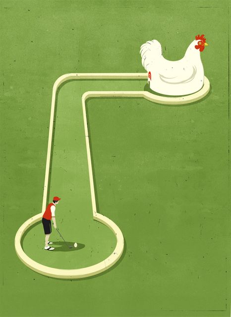 Golfer and the Hen
