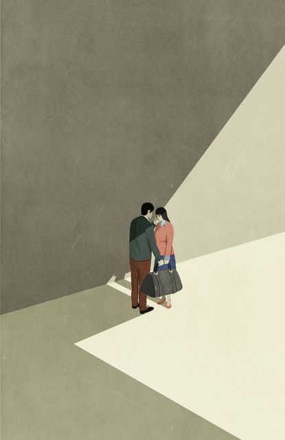 Couple Embracing in the Light