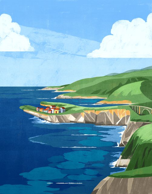 Coastal Cliffs and Village