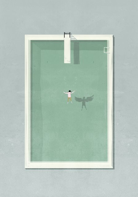 Swimmer and Angel Shadow