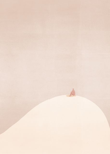 Tiny Figure on a Pink Hill