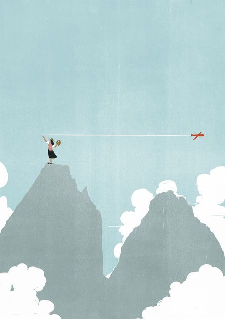 Climber and Airplane on a Line