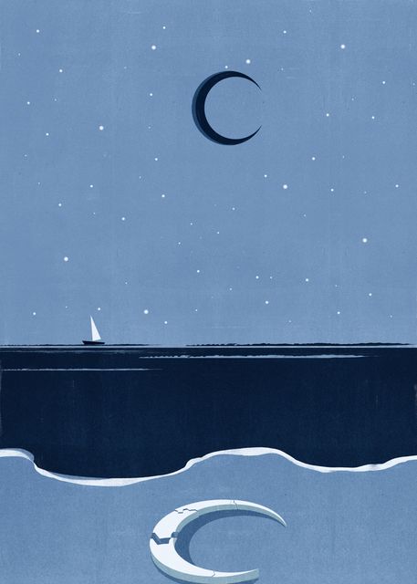 Crescent Moon and its Reflection