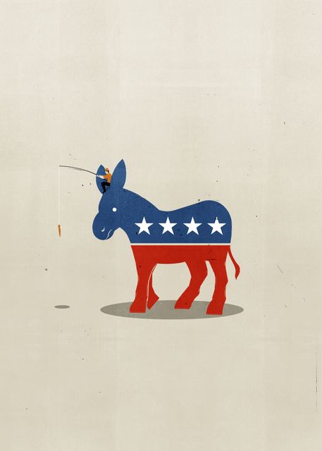 Democratic Donkey on a Line