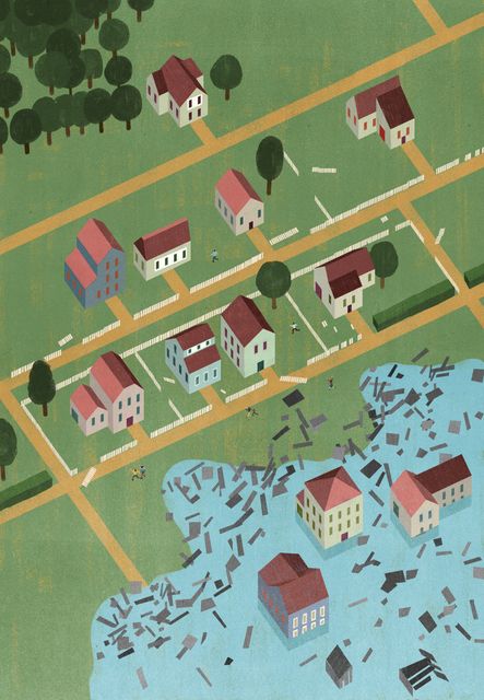 Flooded Town from Above