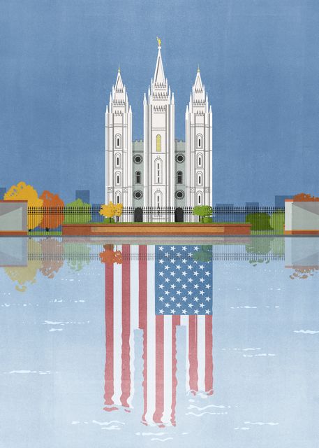 Temple and the Flag Reflection