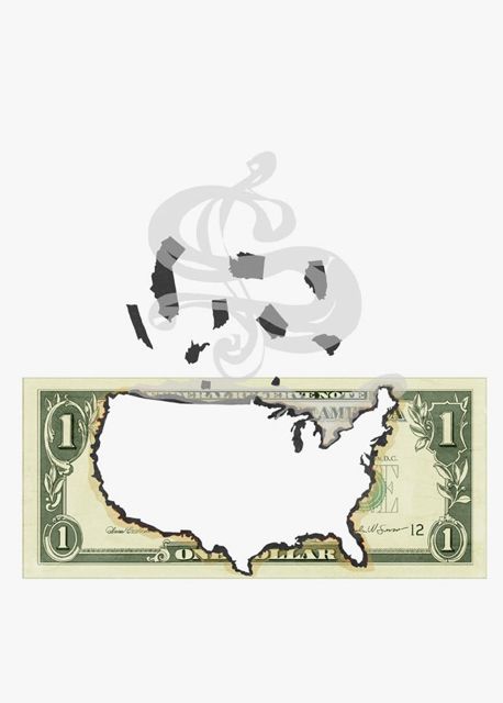 Dollar Bill with America Cut Out