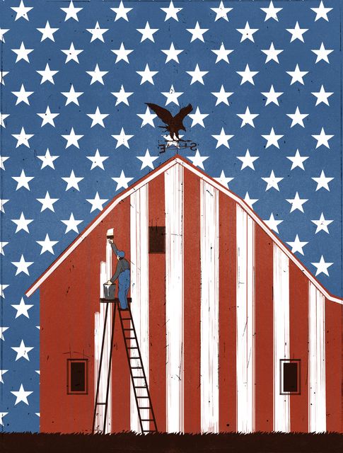 Barn Painted as the Flag