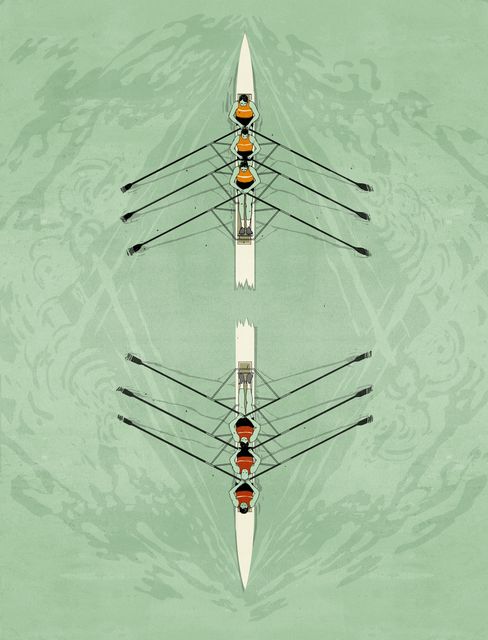 Mirrored Rowing Boats