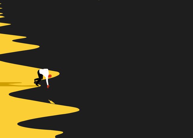 Man Bending at the Yellow Shore