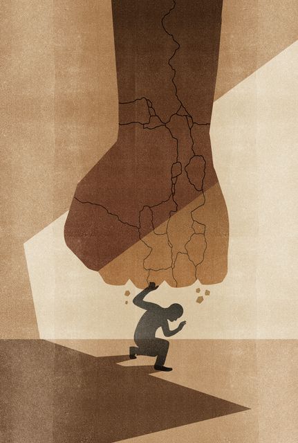 Giant Fist Crushing a Man
