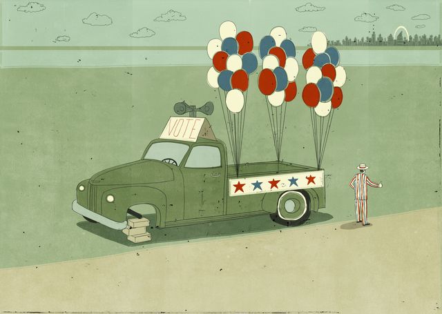 Campaign Truck with Balloons