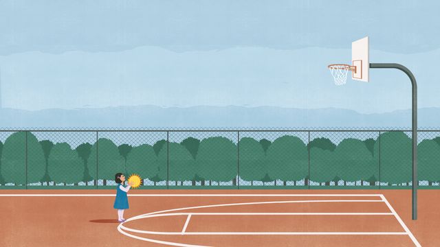 Basketball Court by the Trees