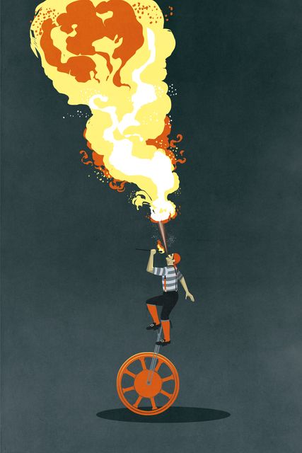 Unicyclist with a Torch