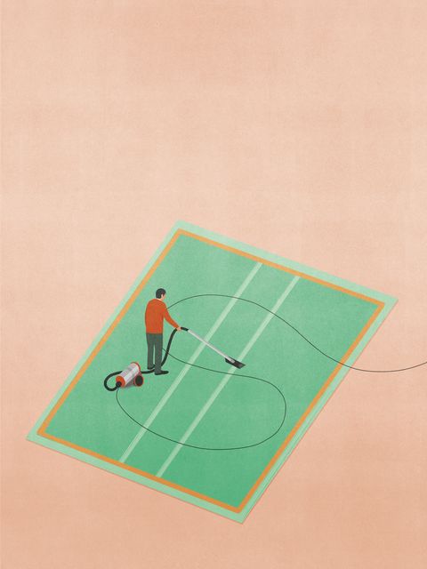 Vacuuming the Tennis Court