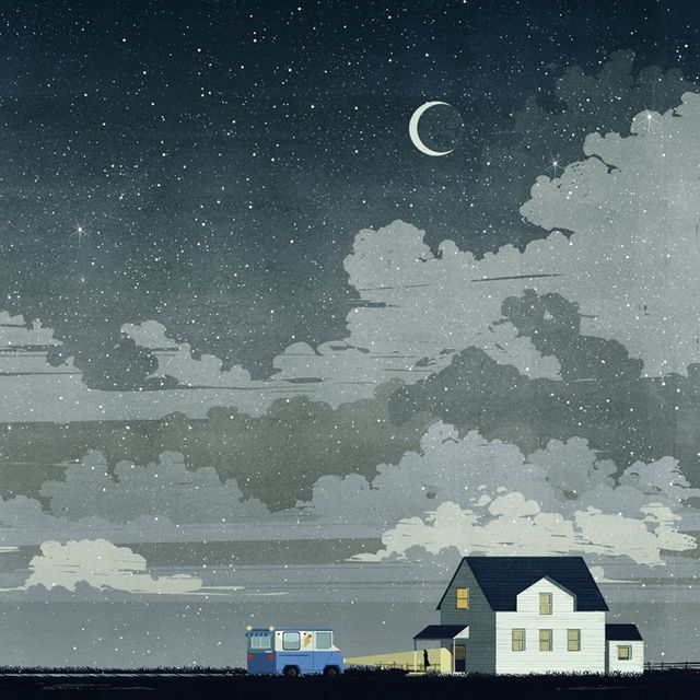 House under a Stormy Night Sky