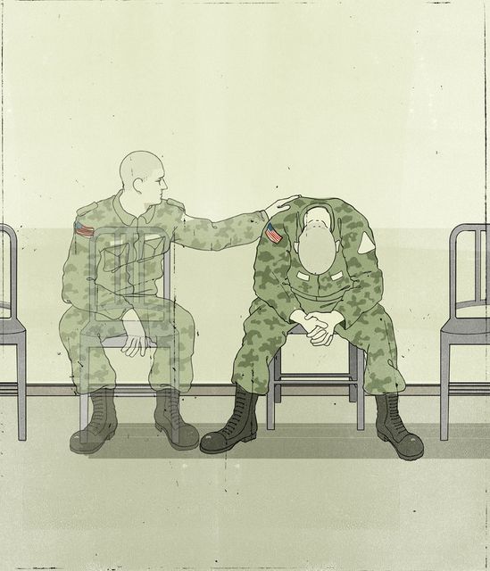Soldiers Comforting Each Other