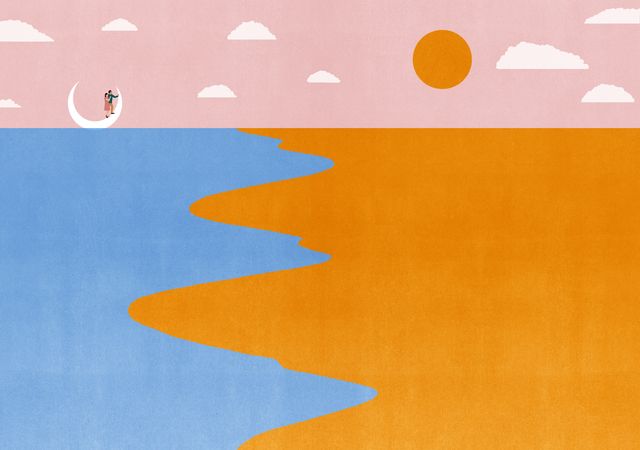 Moon and Sun over the Orange Shore