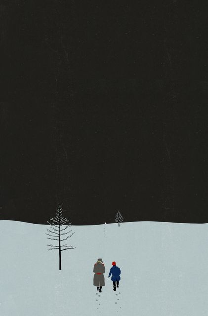 Couple Walking in the Snow at Night