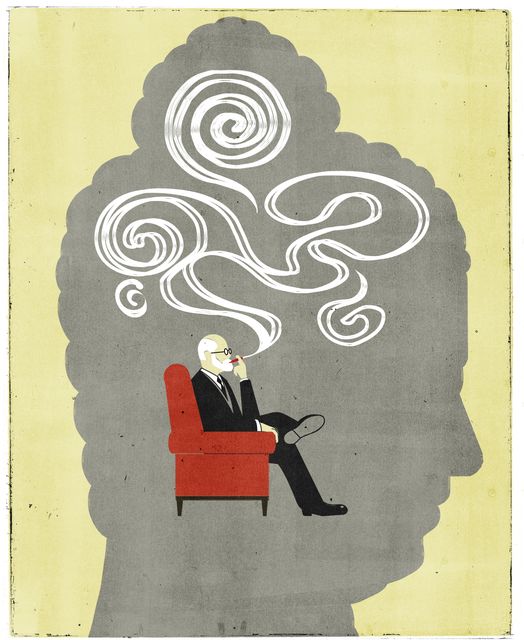 Man in an Armchair inside a Smoky Head