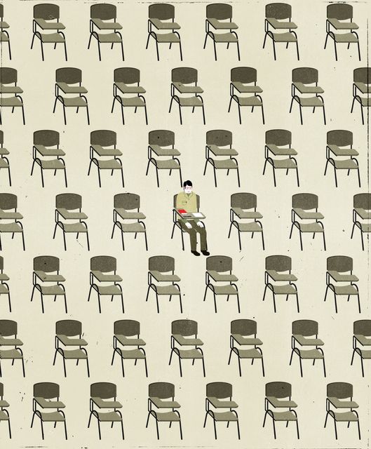 Man among Empty Chairs