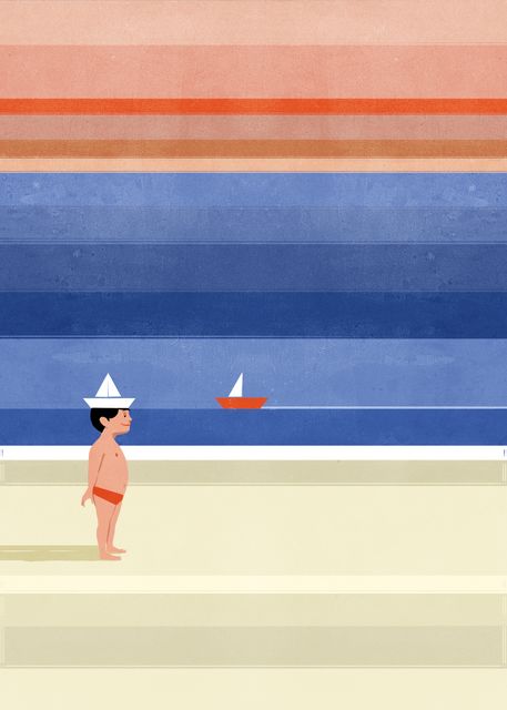 Child on the Striped Beach
