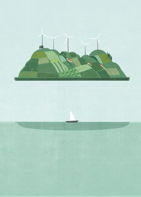 Island with Wind Turbines